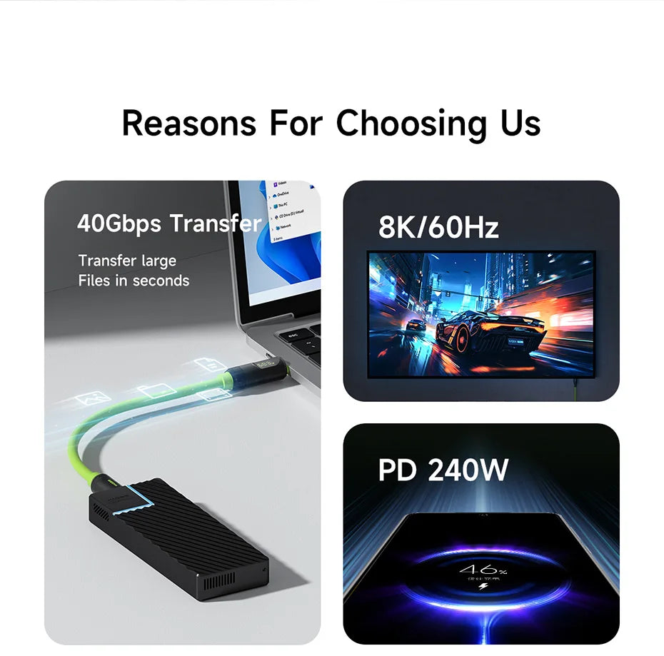 Hagibis Short USB C to USB C Cable PD 240W 40Gbps Fast Charging Cord With LED Display Compatible with Thunderbolt 4/3 iPhone 16 - Intechlegent