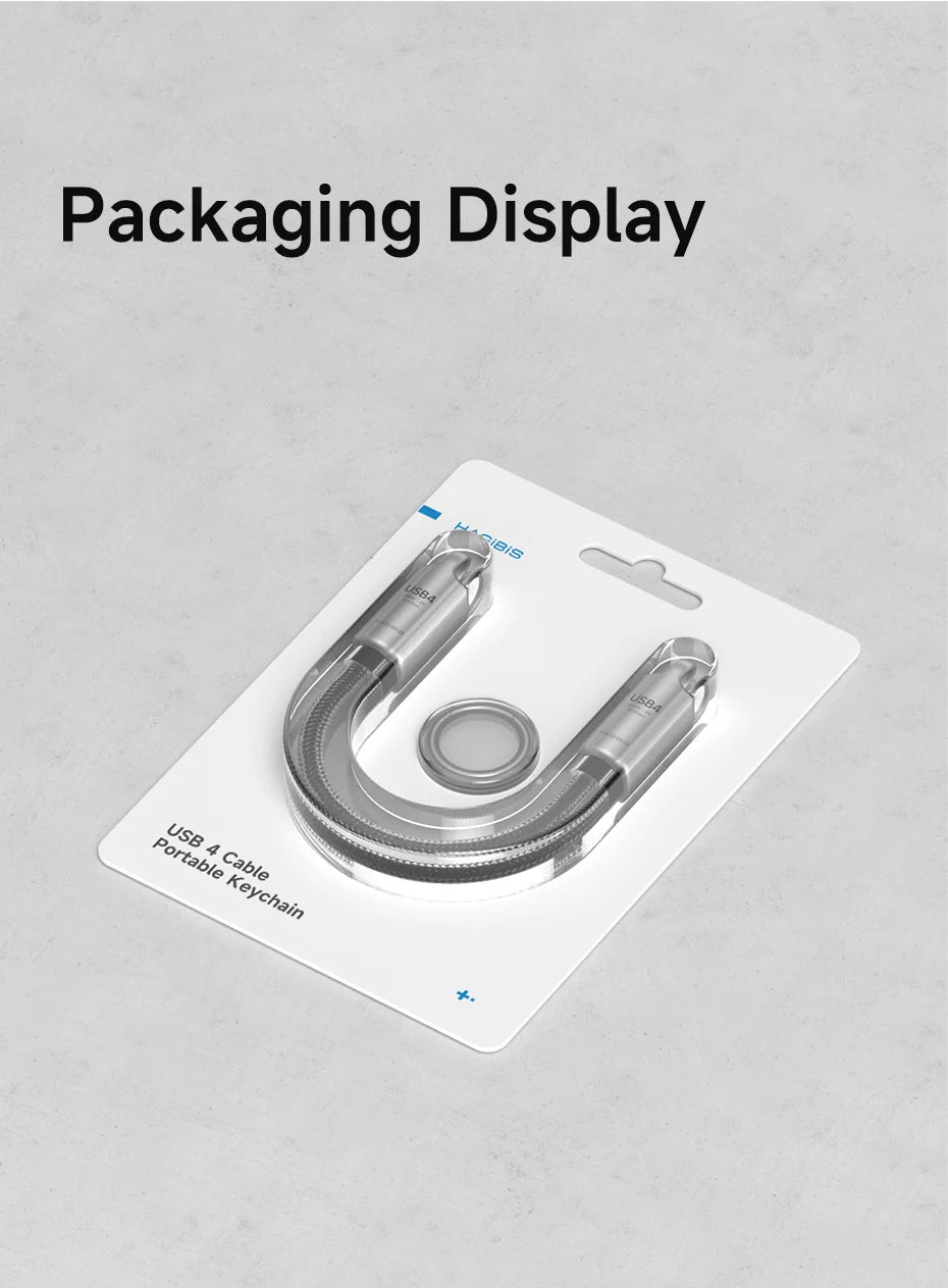 Hagibis USB4 Cable Portable Keychain Short C to C Cable Lanyard Type-C Cable 240W 80Gbps for Thunderbolt 4/5 iPhone 16 Pro SSD - Intechlegent