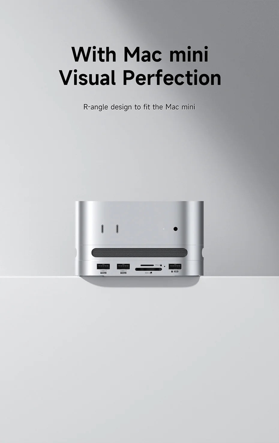 Hagibis USB C Hub with M.2 SSD Enclosure Type-C Docking Station for Mac mini M4/M4 Pro 4K 60Hz USB 3.2 Gen2 SD/TF 4.0 Dock Stand