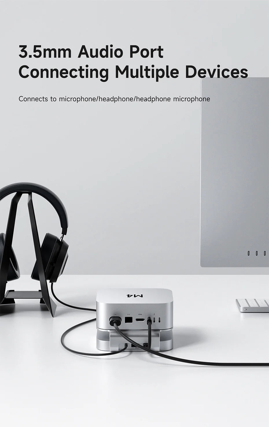 Hagibis USB C Hub with USB4 Hard Drive Enclosure 40Gbps M.2 NVMe SSD Case USB 2.0 for Mac mini M4/M4 Pro Stand Docking Station