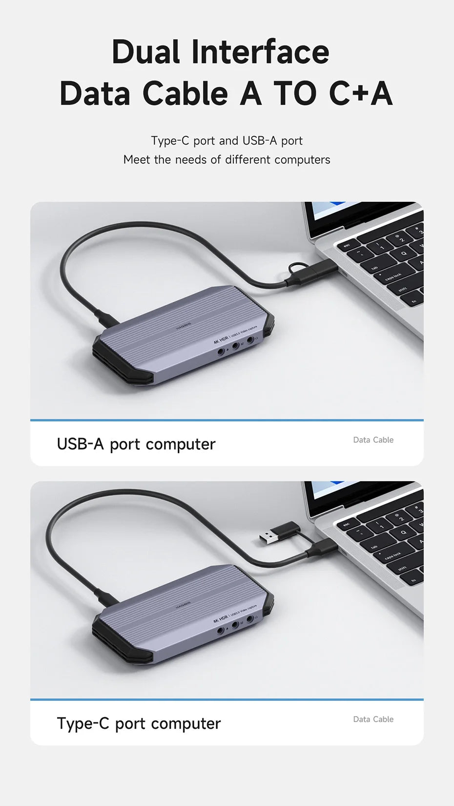 Hagibis 4K@60Hz Video Capture Card Streaming and Gaming 4K 60FPS HDR VRR RGB Passthrough PD 100W for PS5/4 Xbox Switch Camera PC