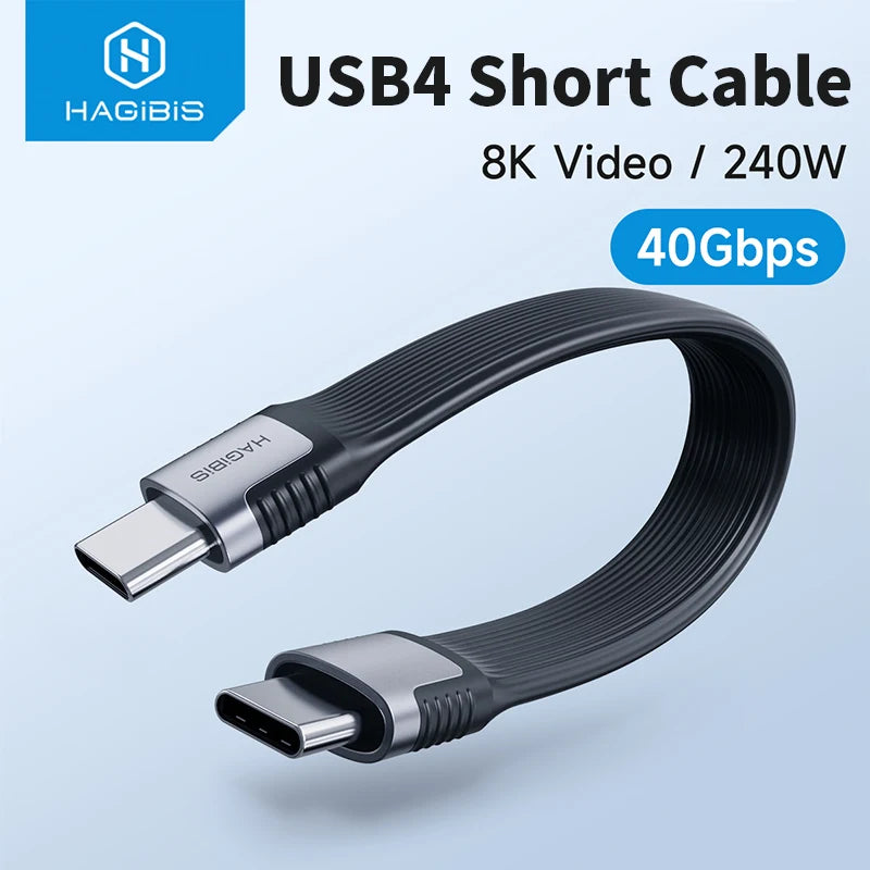 Hagibis USB4 Data Cable 40Gbps USB C to Type C Short Cable PD 240W 8K 60Hz for Thunderbolt 3/4 iPhone 17 Pro Max SSD Power Bank