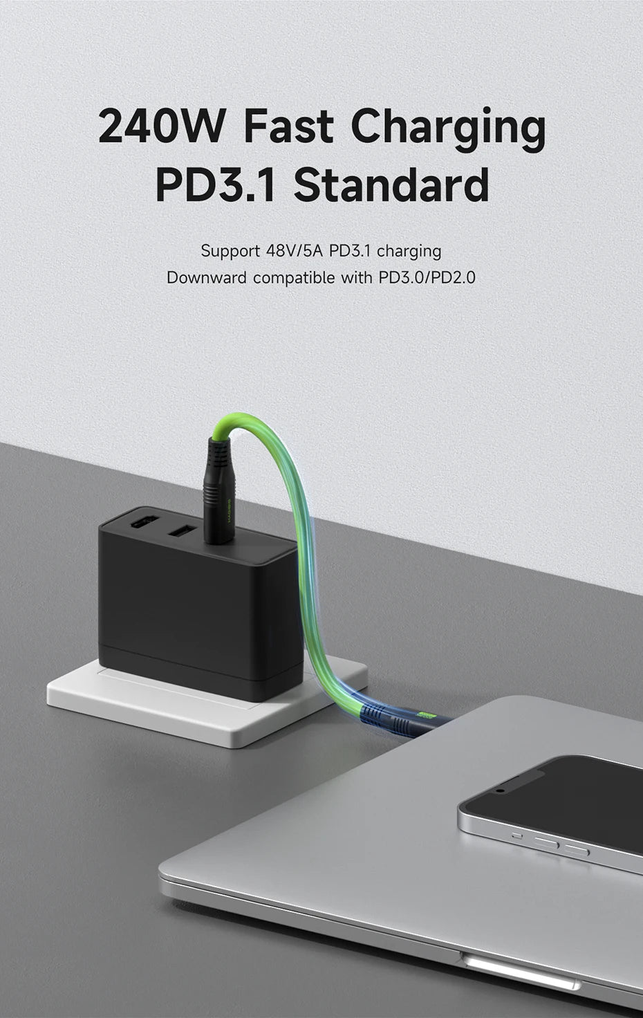 Hagibis Short USB C Cable Magnetic Mini Fast Charging Cord PD 240W 40Gbps Compatible with Thunderbolt 4/3 iPhone 16 SSD Tablet
