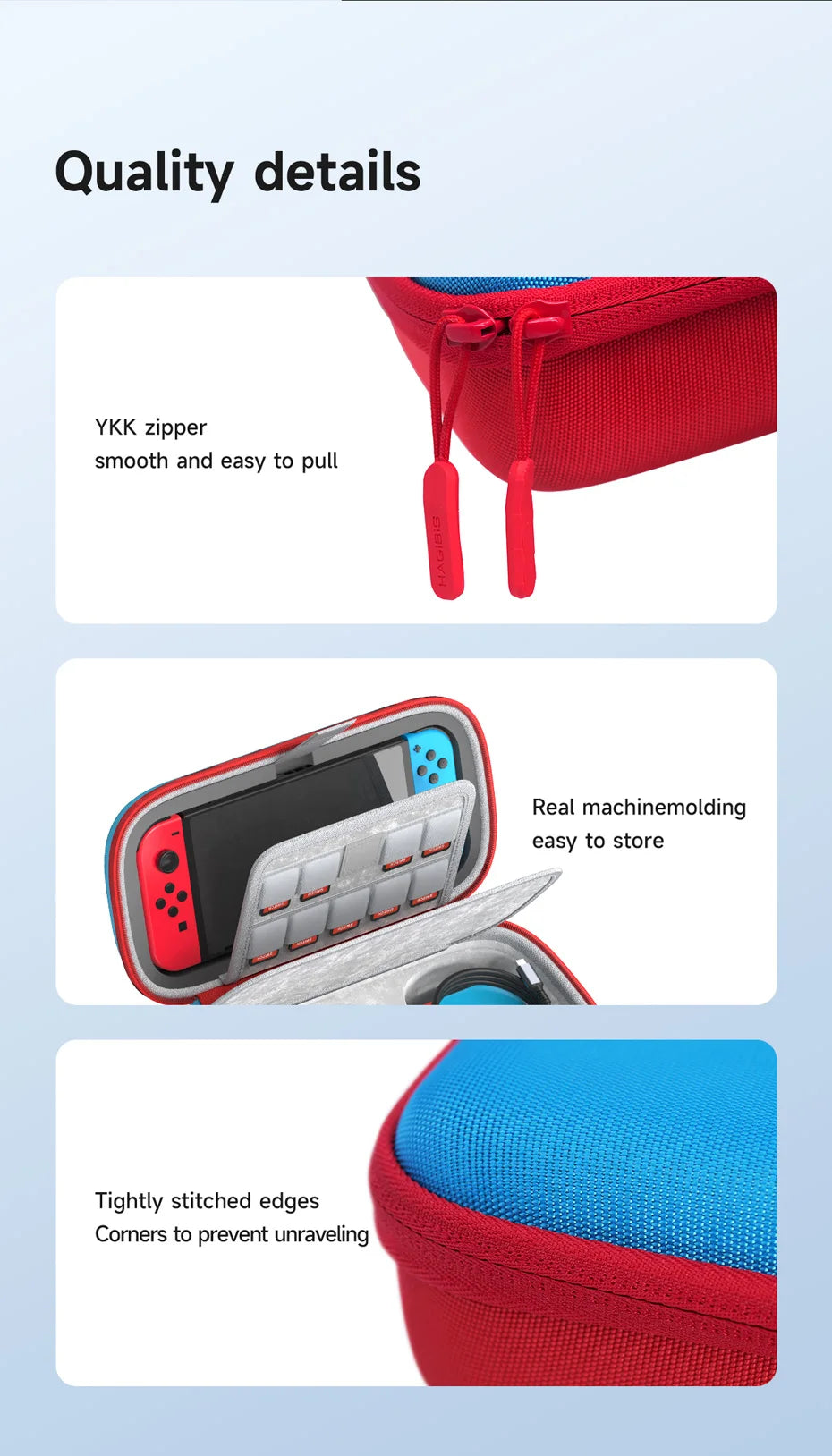 Hagibis Switch Carrying Case for Nintendo Switch /OLED with Game Cartridges Portable Carrying Travel Bag for Swtich Accessories - Intechlegent