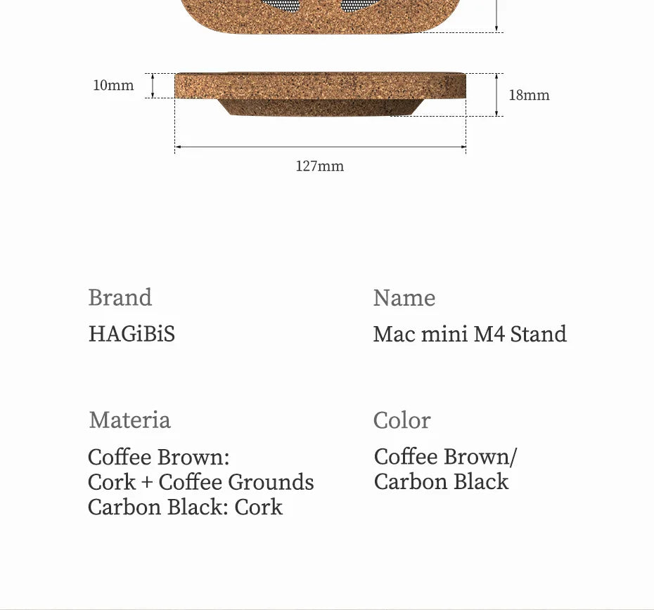 Hagibis Desktop Stand for Mac mini M4/M4 Pro 2024 Dustproof Coffee Cork Bracket Base Heat Dissipation Holder Cooling Accessories