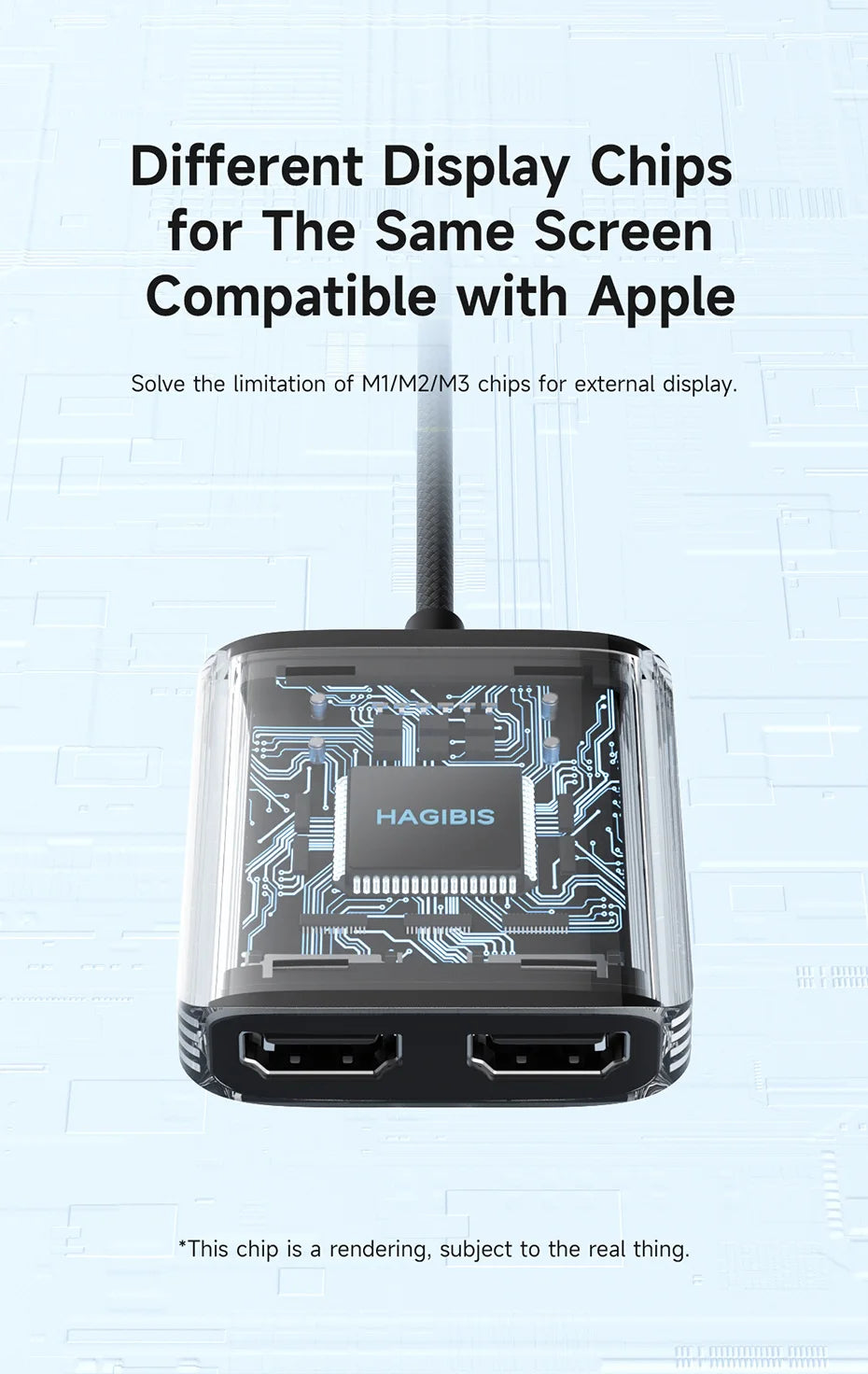 Hagibis USB-A/C to HDMI-Compatible Adapter MST Dual Monitor Converter Triple Display Compatible with M1/M2/M3 Windows Mac Laptop