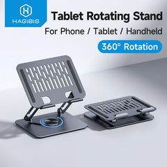 Hagibis 360° Rotating Tablet Stand Adjustable Tablet Holder Dual Rod Support Aluminum Foldable Cradle for iPad Pro Switch ROG - Intechlegent