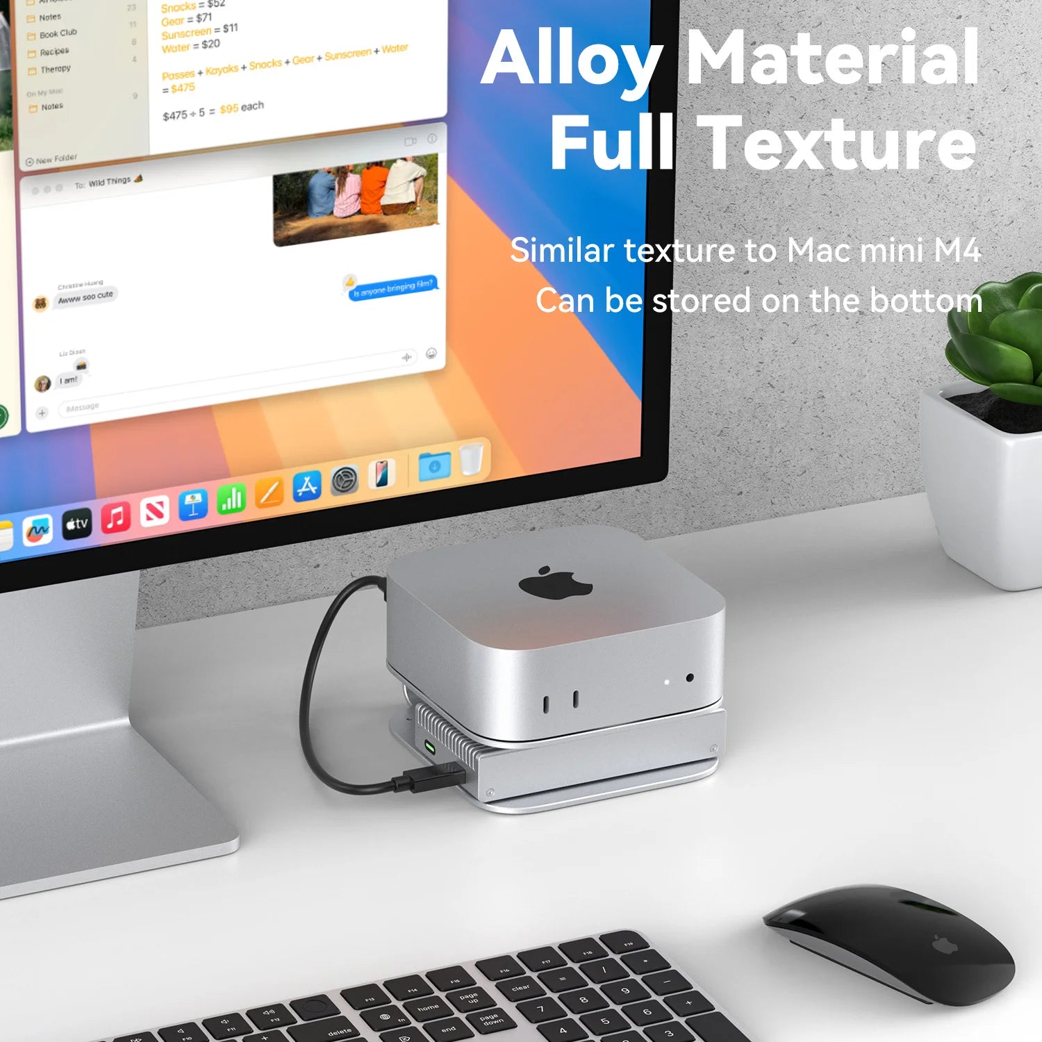 Mac mini Desktop Stand for Mac Mini M4 /M4 Pro 2024 Heat Dissipation Aluminum Mount Dock Cooling Holder Accessories