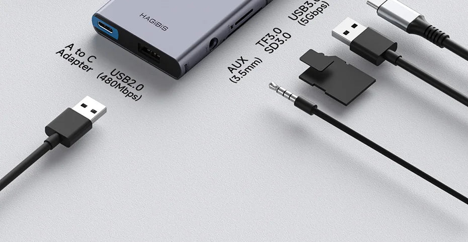 Hagibis USB C Hub With LCD Display Type C Multiport Adapter 4K HDMI-Compatible 100W PD Gigabit Ethernet For Macbook Pro iPad HP - Intechlegent