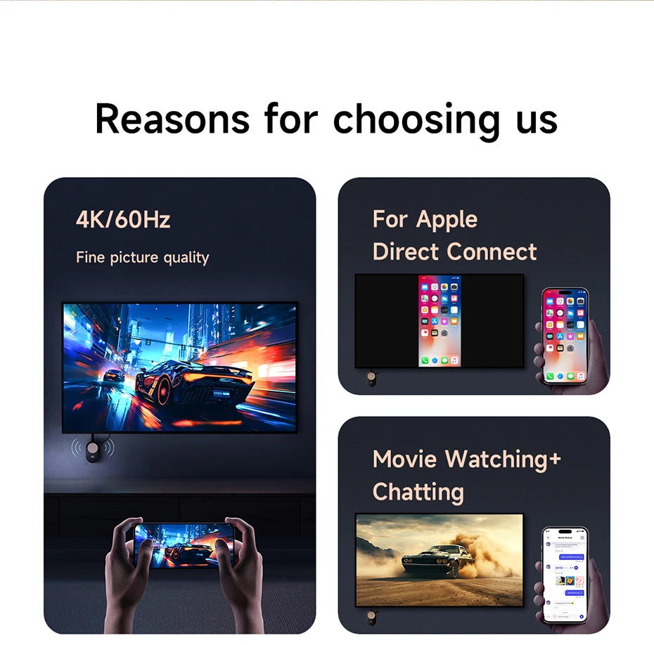 Hagibis Wireless HDMI-Compatible Display Dongle Adapter 4K@60Hz Wireless Extender for Laptop PC Smartphone HDTV Projector iOS - Intechlegent