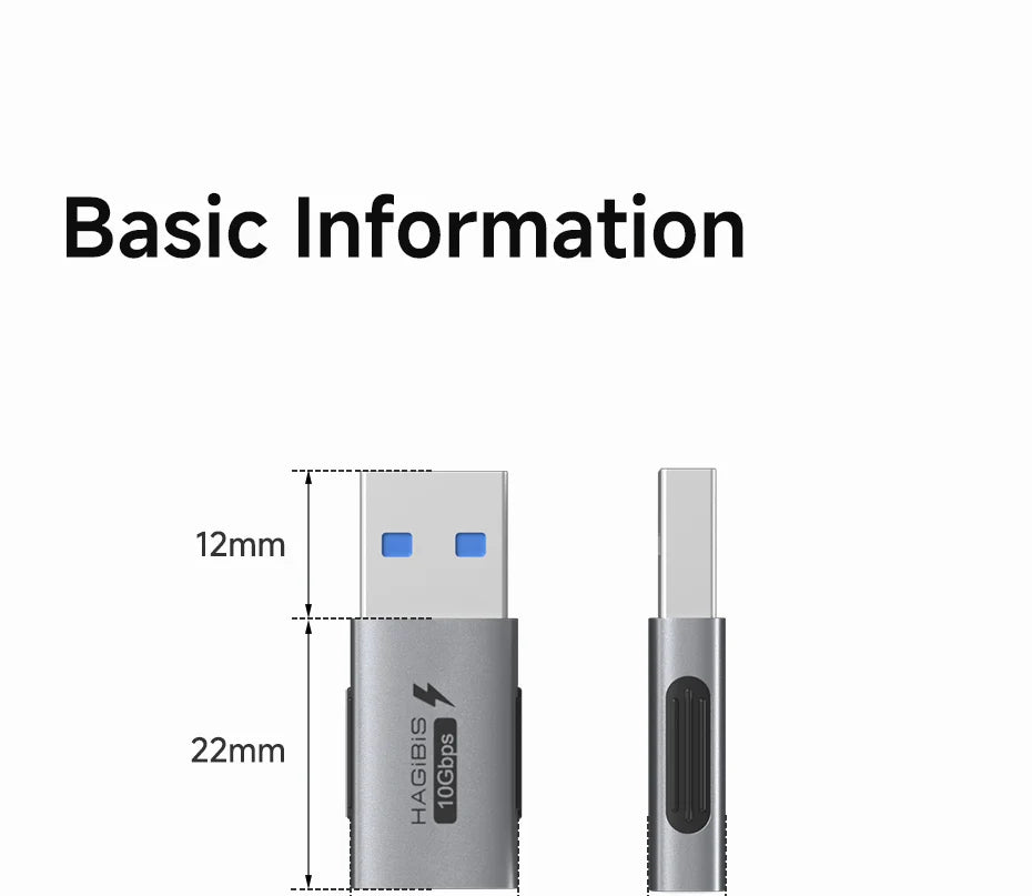Hagibis USB A Male to USB C Female Adapter 10Gbps High-Speed Data Transfer 60W Fast Charging Conventer Plug for Macbook Tablet