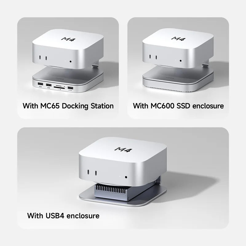 Hagibis Desktop Stand for Mac mini M4/M4 Pro Storage Holder Aluminum Dock Heat Dissipation Bracket Cooling Mount Accessories