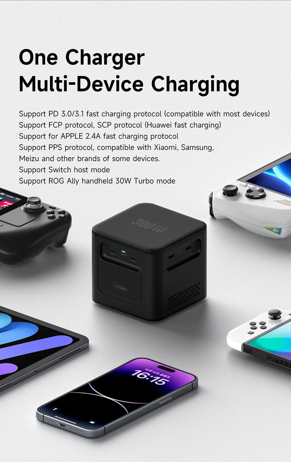 Hagibis 380W USB C Charger 8-Ports GaN Type C Charging Station PD 3.1 Dual 140W Fast Charger for MacBook iPhone Dell XPS Samsung