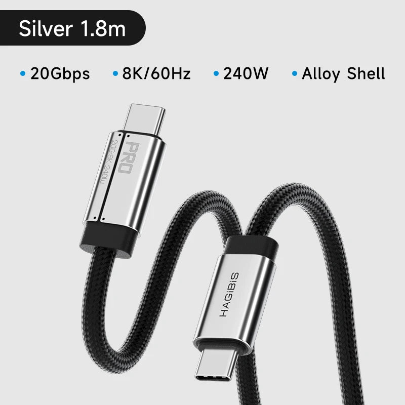 Hagibis USB C to USB C Full Function Cable Super Soft USB4 80Gbps 8K 240W Fast Charging Cord for Thunderbolt 4/5 iPhone Laptop - Intechlegent