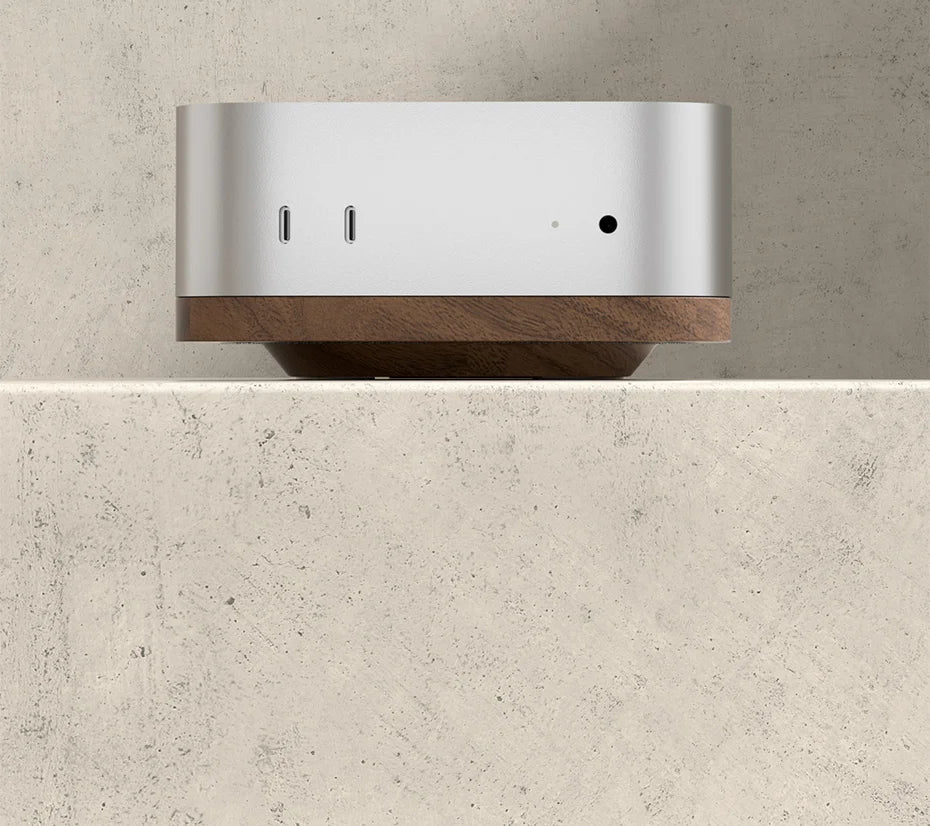 Hagibis Desktop Stand for Mac mini M4/M4 Pro 2024 Dustproof Walnut Wood Base Heat Dissipation Holder Solid Wood Bracket Cooling