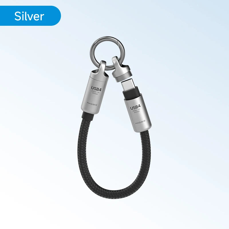 Hagibis USB4 Cable Portable Keychain Short C to C Cable Lanyard Type-C Cable 240W 80Gbps for Thunderbolt 4/5 iPhone 16 Pro SSD - Intechlegent