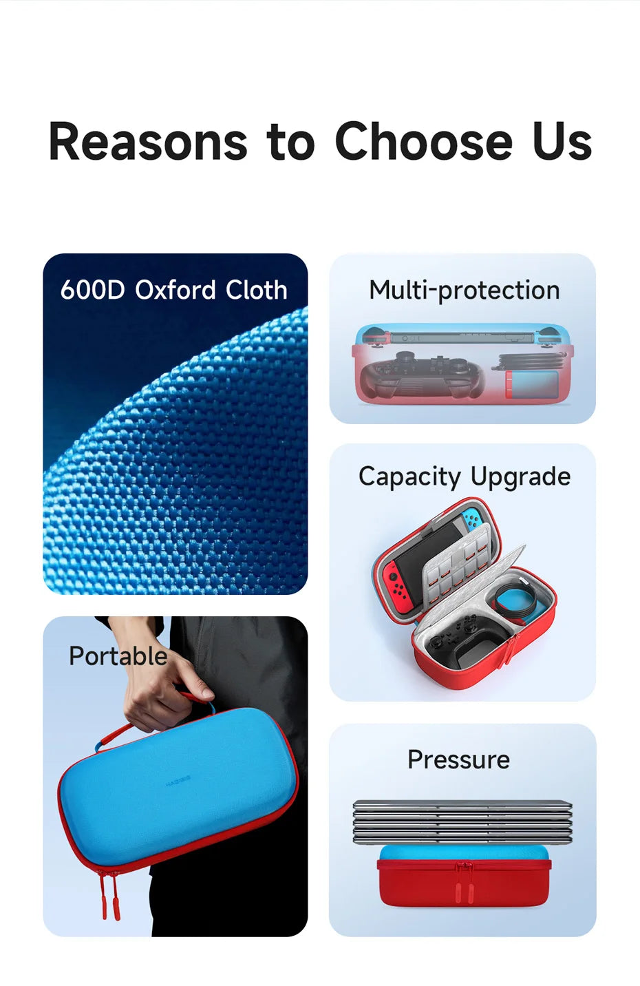 Hagibis Switch Carrying Case for Nintendo Switch /OLED with Game Cartridges Portable Carrying Travel Bag for Swtich Accessories - Intechlegent