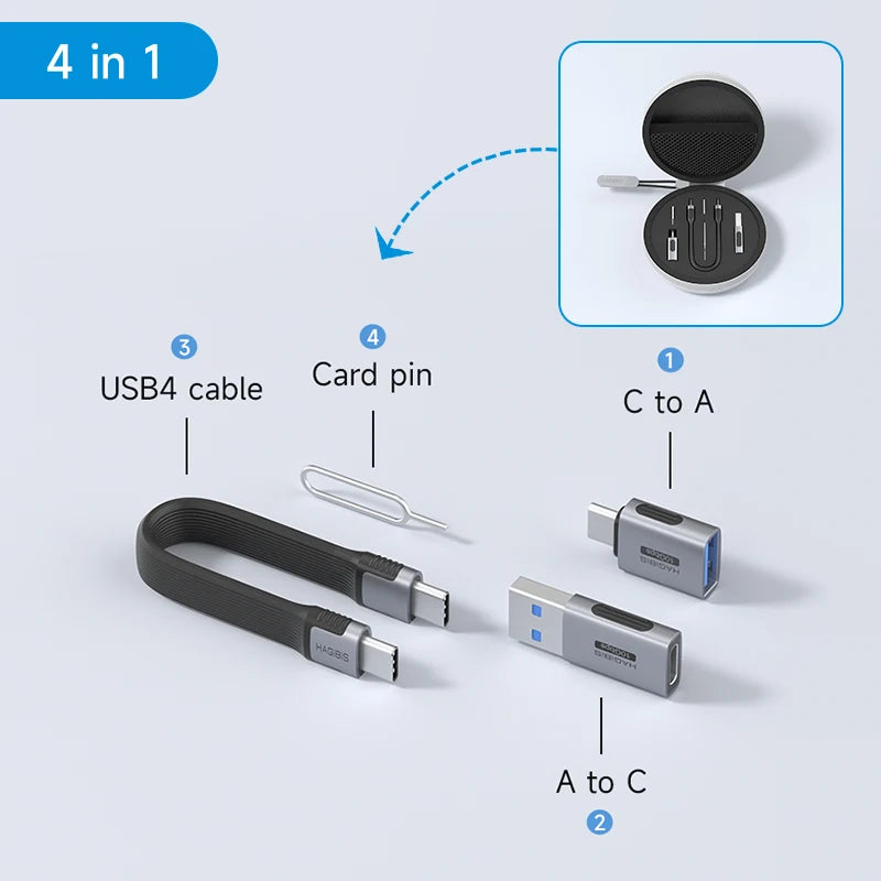Hagibis Multi USB C Adapter Kit Short USB4 Fast Charging Cable Set Storage Box USB to Type-c Compatible with Thunderbolt 4/3 - Intechlegent