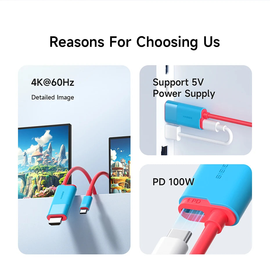 Hagibis Switch Dock for Nintendo Switch/OLED USB C to HDMI-Compatible Cable Adapter 4K60Hz 100W PD for Laptop SteamDeck ROG Ally