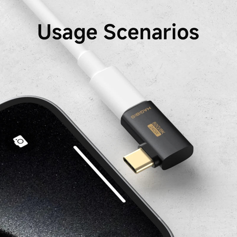 Hagibis USB C to C Adapter 90 Degree Right Angle Converter 80Gbps USB4 Data Cable Extension for Thunderbolt 5/4 iPhone 17 Laptop