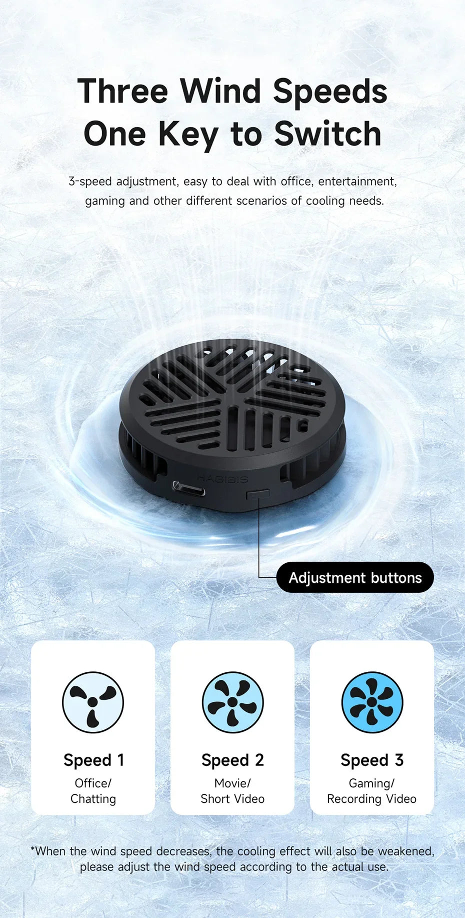 Hagibis Magnetic Cell Phone Cooler Universal Cooling Fan Mobile Phone Radiator for iPhone 15 Pro Black Shark Gaming Live Stream