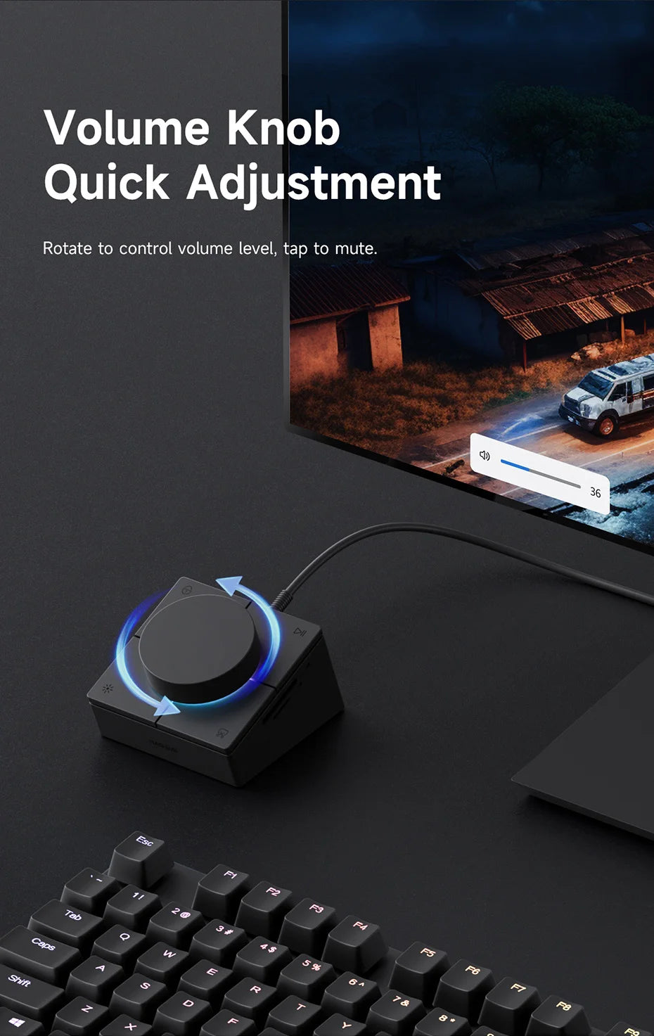 Hagibis Knob USB C Hub With Shortcut Buttons Type-C Docking Station Volume Adjustment Desktop Controller 2.5G RJ45 for Macbook
