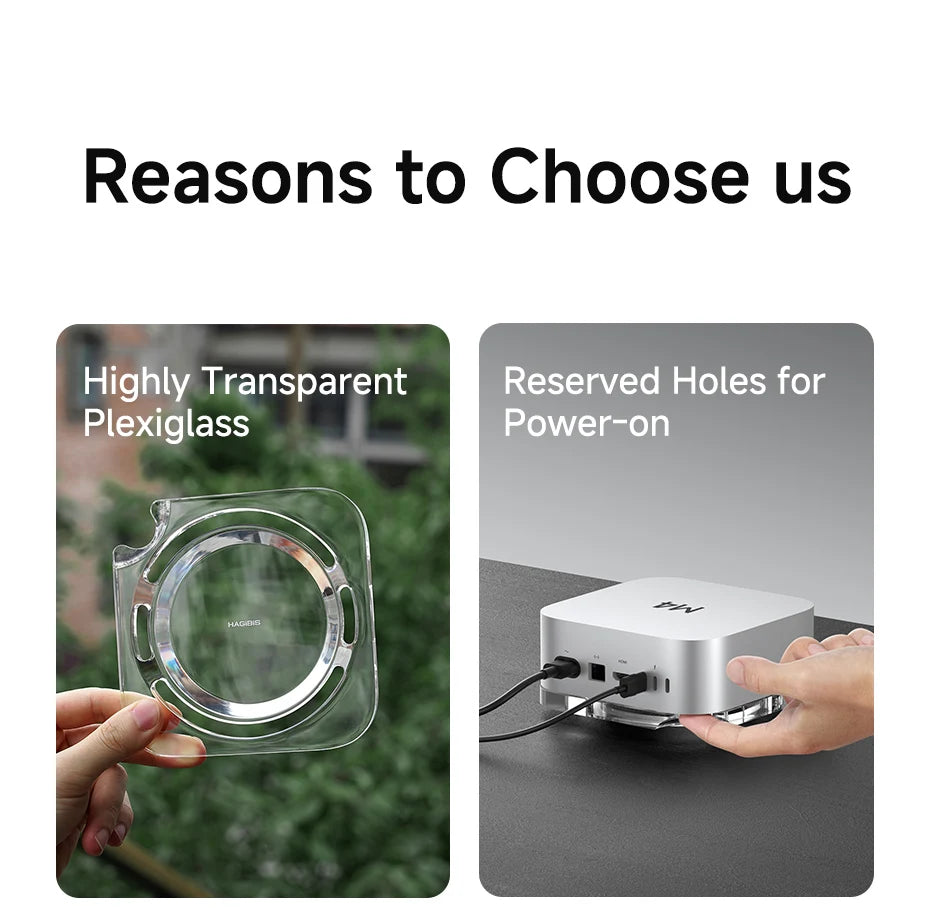 Hagibis Desktop Dustproof Stand for Mac mini M4/M4 Pro Transparent Acrylic Dock Desk Holder Heat Disspation Mount Accessories