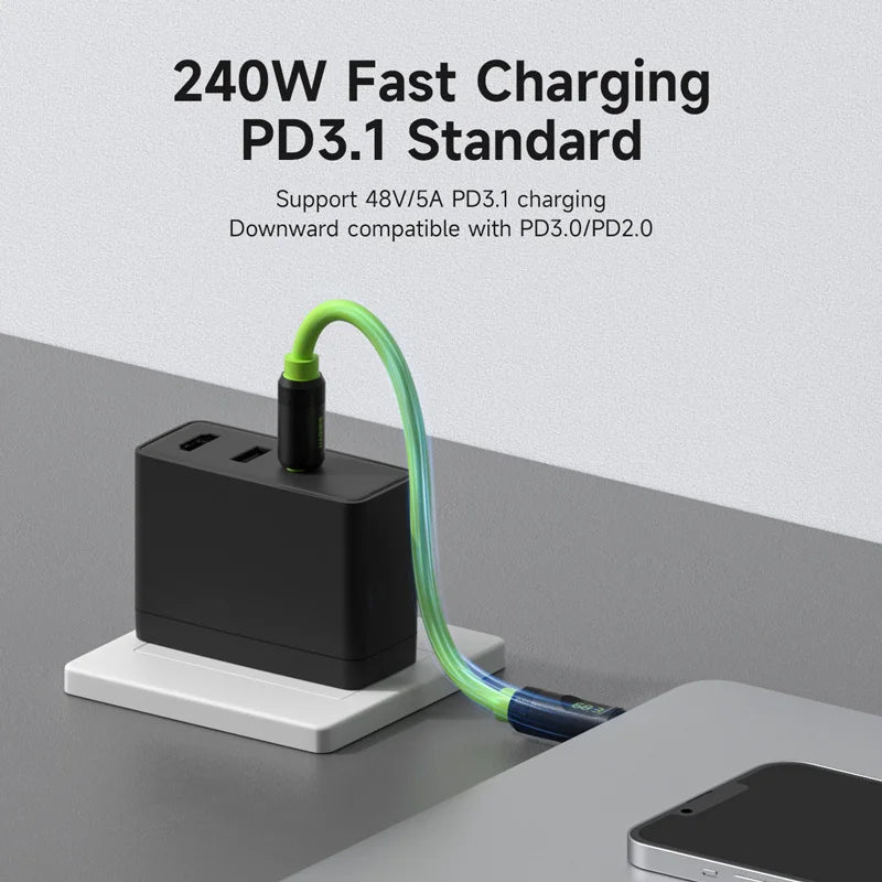 Hagibis Short USB C to USB C Cable PD 240W 40Gbps Fast Charging Cord With LED Display Compatible with Thunderbolt 4/3 iPhone 16 - Intechlegent