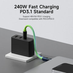 Hagibis Short USB C to USB C Cable PD 240W 40Gbps Fast Charging Cord With LED Display Compatible with Thunderbolt 4/3 iPhone 16 - Intechlegent