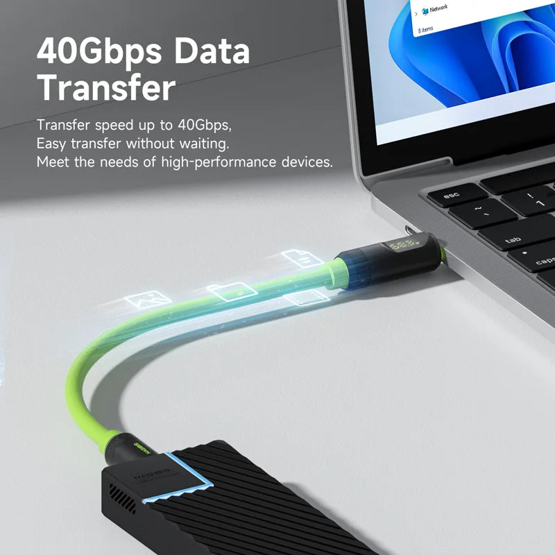 Hagibis Short USB C to USB C Cable PD 240W 40Gbps Fast Charging Cord With LED Display Compatible with Thunderbolt 4/3 iPhone 16 - Intechlegent