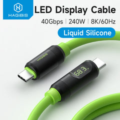 Hagibis USB C Fast Charger Cable With LED Display PD 240W 40Gbps Video Cord Compatible with Thunderbolt 4/3 For iPhone 16 Laptop - Intechlegent