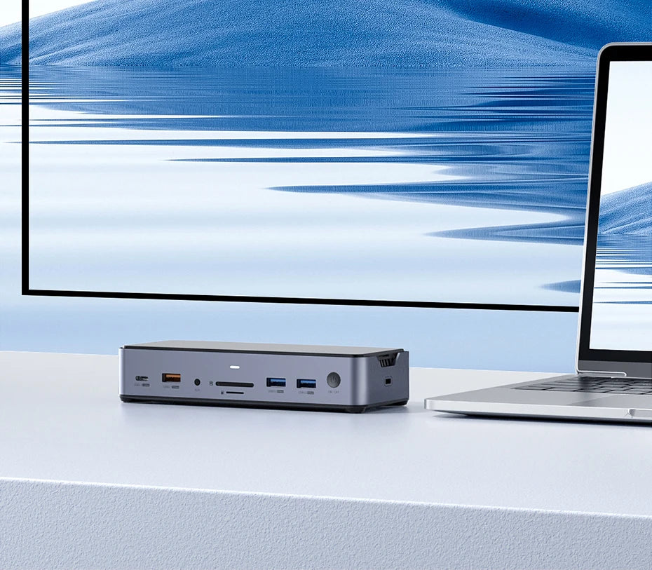 Hagibis USB C Docking Station Type C to 8K DP HDMI-Compatible Triple Display M.2 SSD PD3.0 RJ45 15 in 1 USB C HUB for PC Laptops