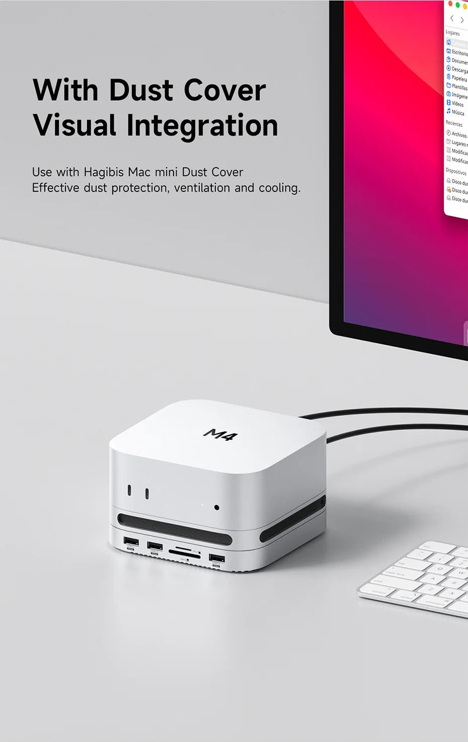 Hagibis USB C Hub for Mac mini M4/M4 Pro with 40Gbps M.2 SSD Enclosure USB 3.2 Gen2 SD/TF 4.0 Type-C Docking Station Desk Stand