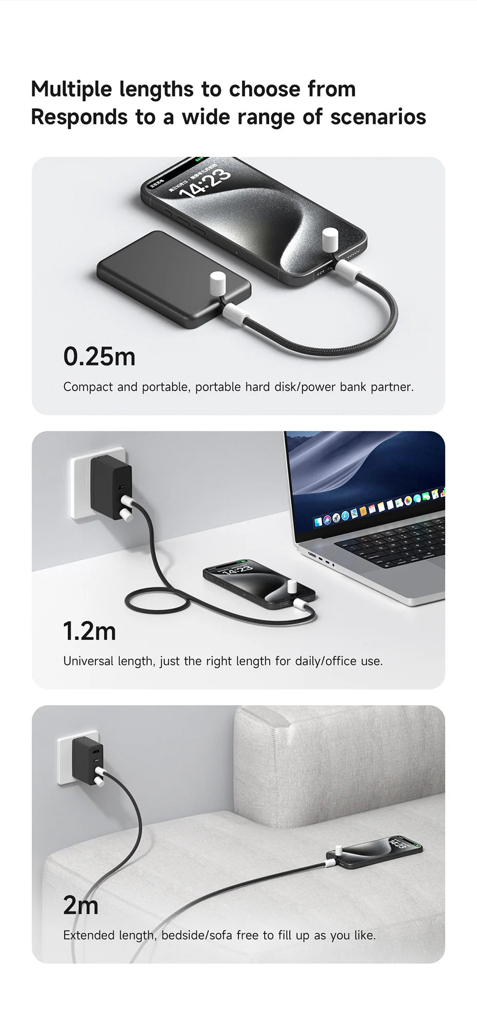 Hagibis USB C to USB C Cable With Protective Cap 240W Type C Cable PD 3.1 Fast Charging Cord for iPhone 16 15 Macbook Pro iPad - Intechlegent