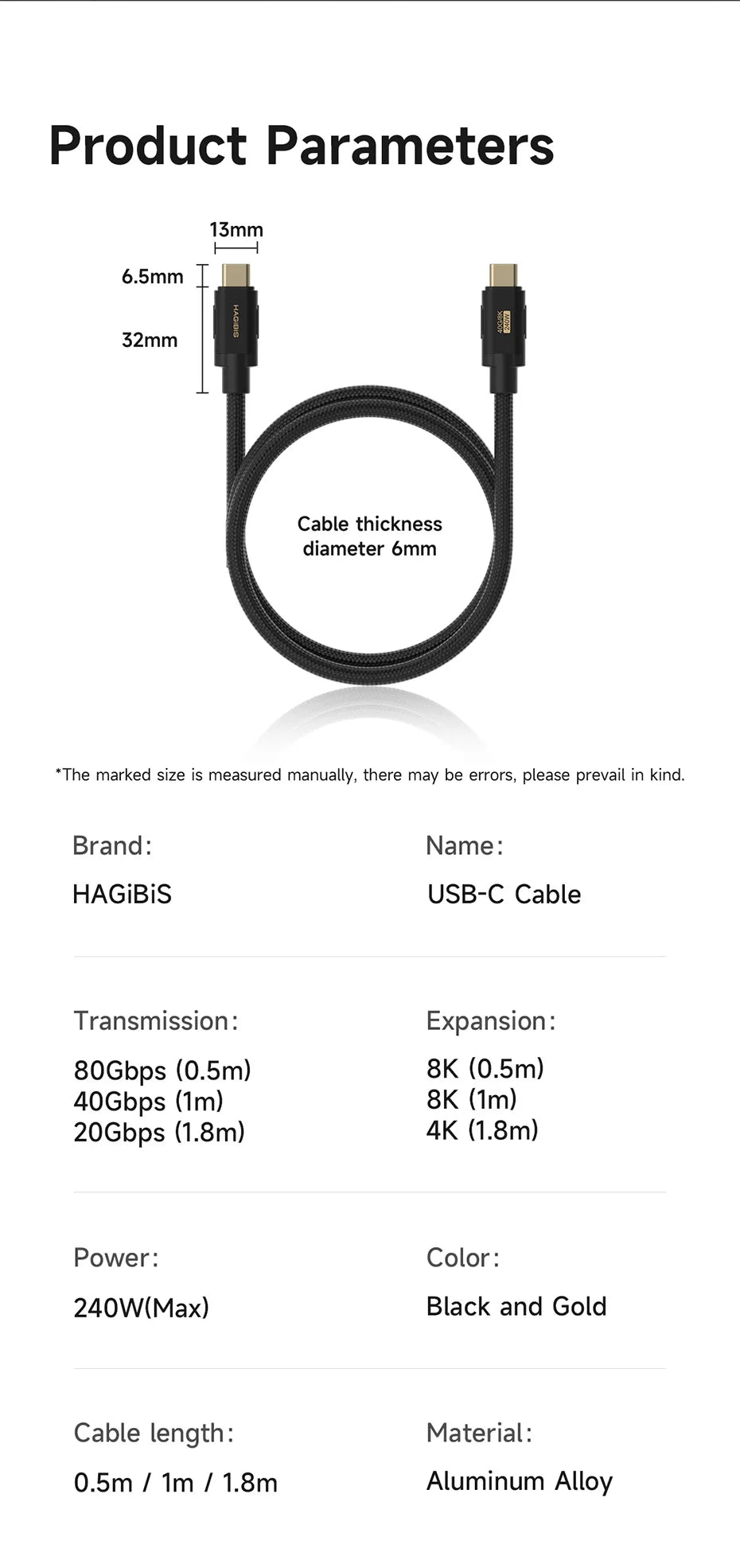 Hagibis USB C to USB C Cable 240W PD3.1 USB4 80Gbps 8K@60Hz Soft Fast Charging Cord for Macbook Pro iPad iPhone Laptop Dell XPS