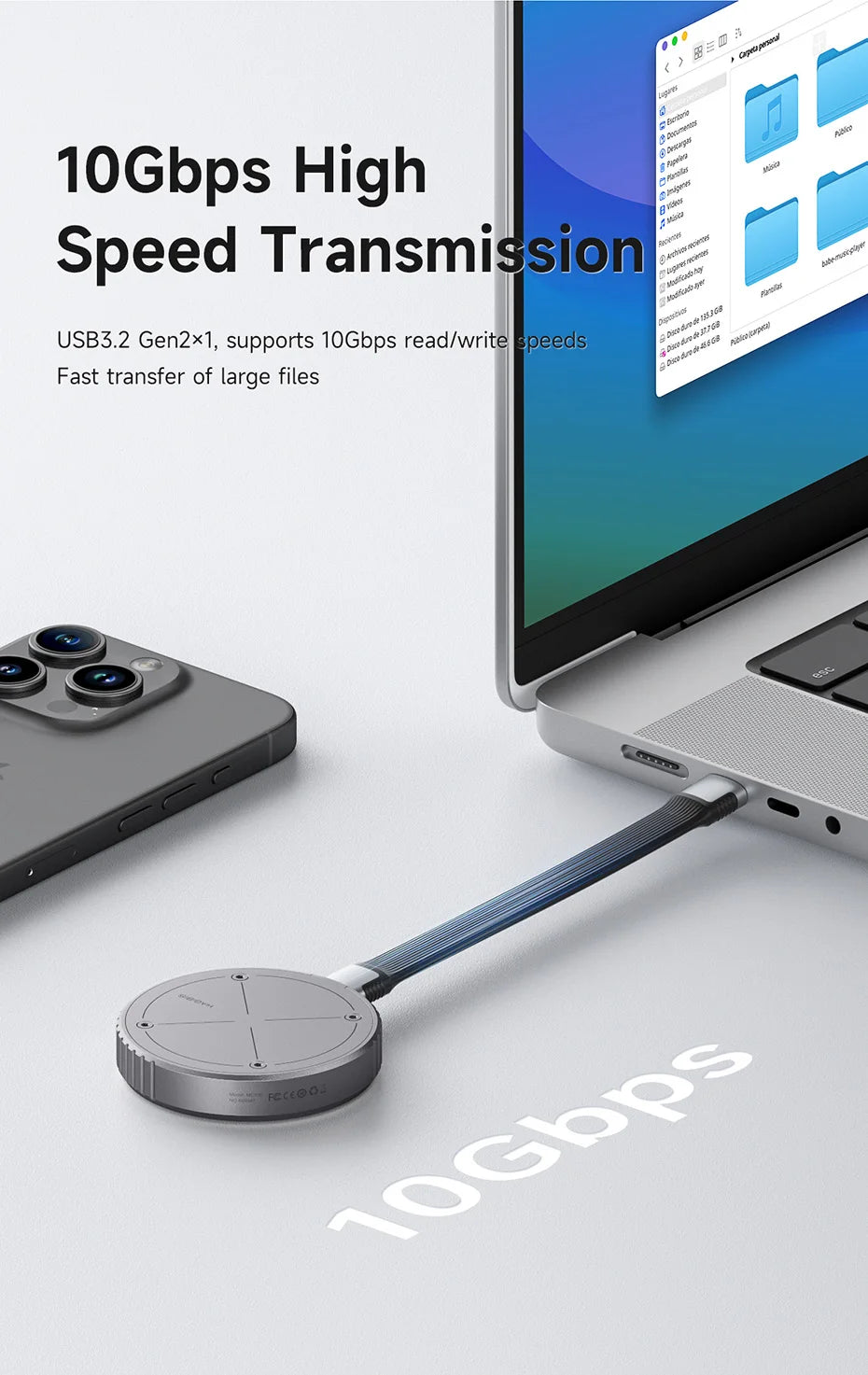 Hagibis Magnetic M.2 2230 NVMe SSD Enclosure Magsafe SSD Case USB C 3.2 Gen2 to NVMe PCI-E for iPhone 16 Pro Max ProRes MacBook