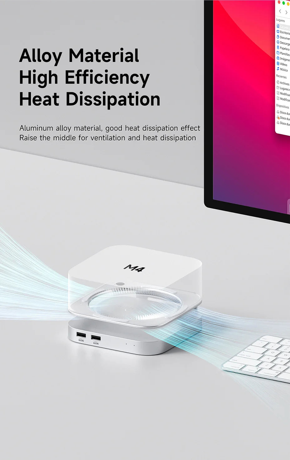 Hagibis USB C Hub with USB4 Hard Drive Enclosure 40Gbps M.2 NVMe SSD Case USB 2.0 for Mac mini M4/M4 Pro Stand Docking Station