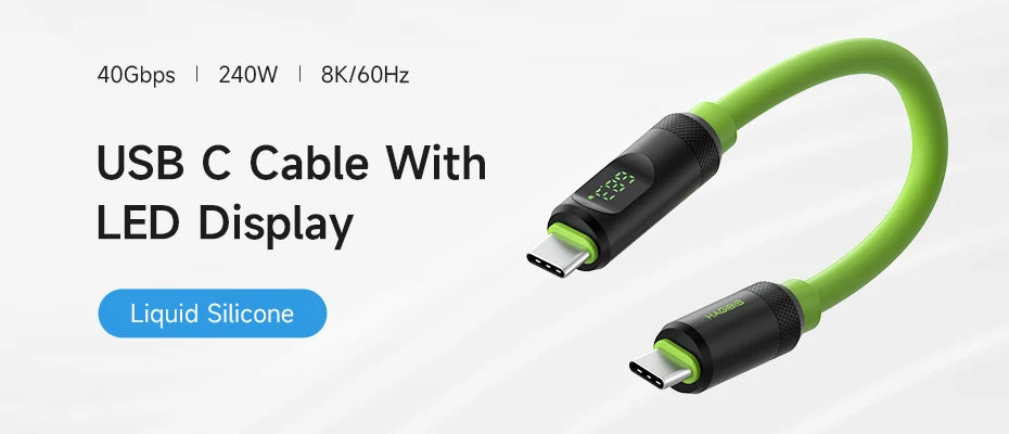 Hagibis USB C Fast Charger Cable With LED Display PD 240W 40Gbps Video Cord Compatible with Thunderbolt 4/3 For iPhone 16 Laptop - Intechlegent