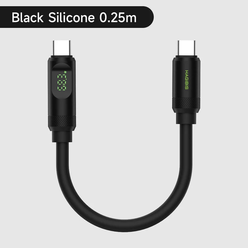 Hagibis Short USB C to USB C Cable PD 240W 40Gbps Fast Charging Cord With LED Display Compatible with Thunderbolt 4/3 iPhone 16 - Intechlegent