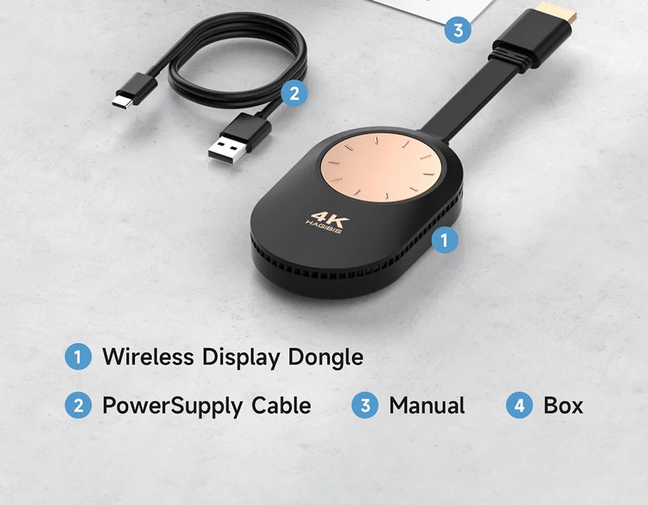Hagibis Wireless HDMI-Compatible Display Dongle Adapter 4K@60Hz Wireless Extender for Laptop PC Smartphone HDTV Projector iOS - Intechlegent