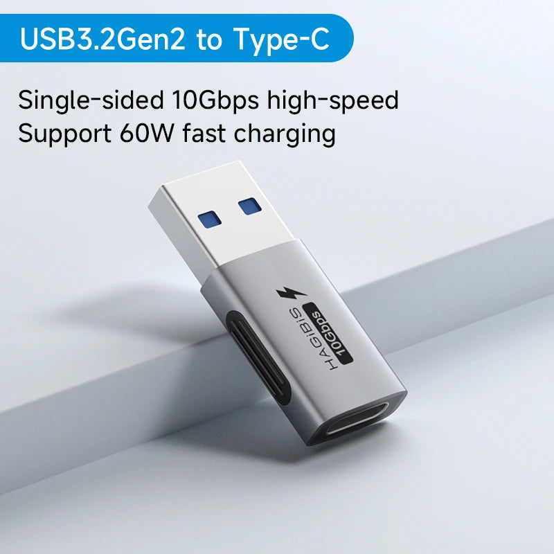 Hagibis USB A Male to USB C Female Adapter 10Gbps High-Speed Data Transfer 60W Fast Charging Conventer Plug for Macbook Tablet