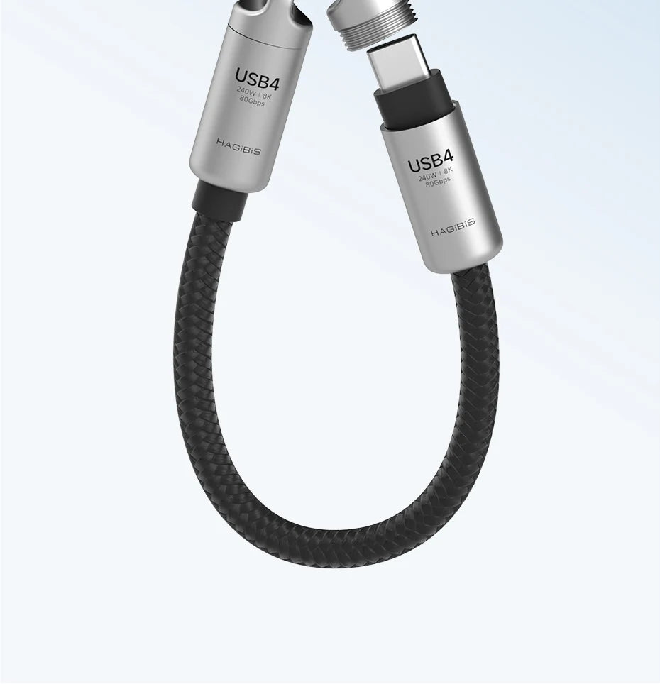 Hagibis USB4 Cable Portable Keychain Short C to C Cable Lanyard Type-C Cable 240W 80Gbps for Thunderbolt 4/5 iPhone 16 Pro SSD - Intechlegent