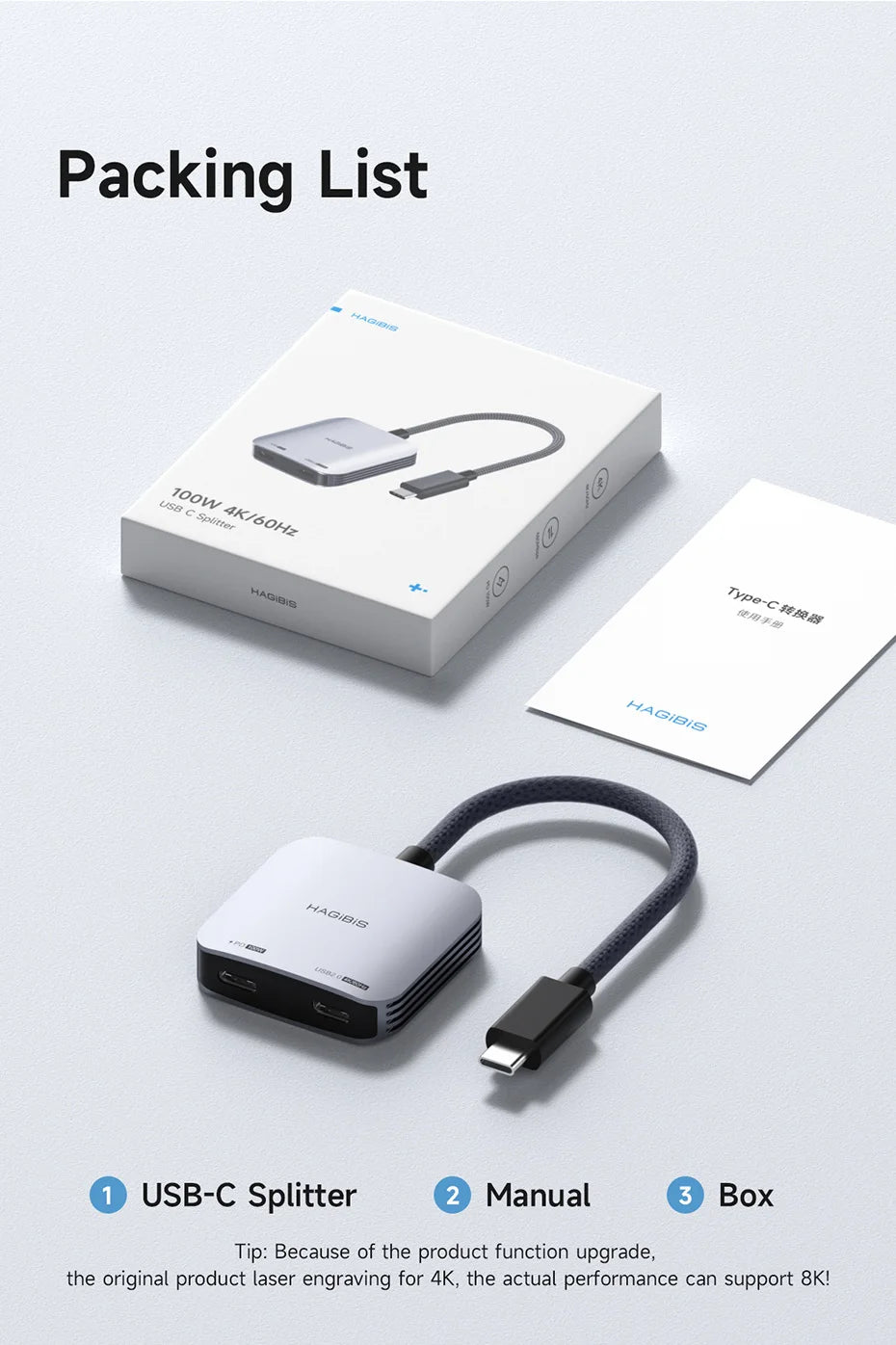 Hagibis AR Glasses Adapter USB C to Glasses and Charging Converter USB-C Hub Charge and Play For Switch Rokid/Xreal/RayNeo Air
