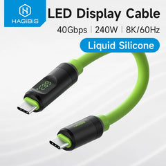 Hagibis Short USB C to USB C Cable PD 240W 40Gbps Fast Charging Cord With LED Display Compatible with Thunderbolt 4/3 iPhone 16 - Intechlegent