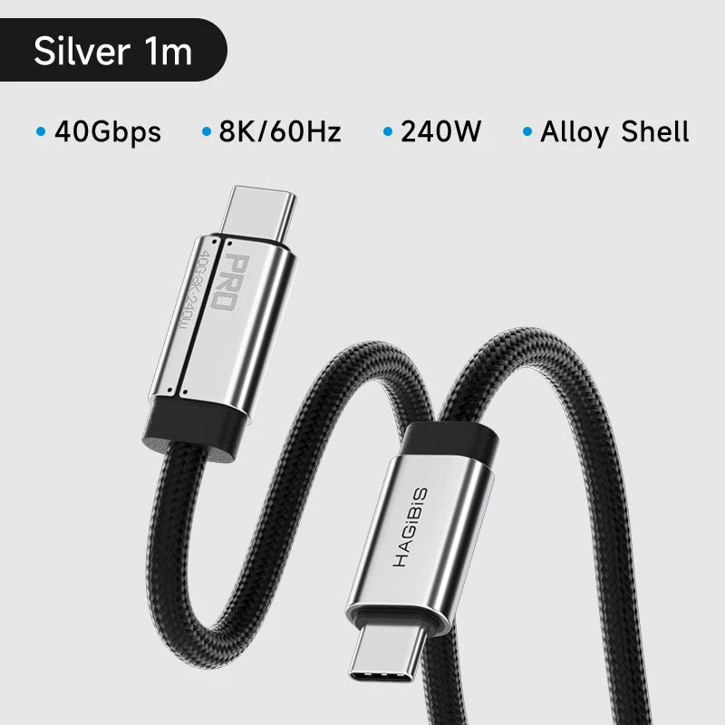 Hagibis USB C to USB C Full Function Cable Super Soft USB4 80Gbps 8K 240W Fast Charging Cord for Thunderbolt 4/5 iPhone Laptop - Intechlegent