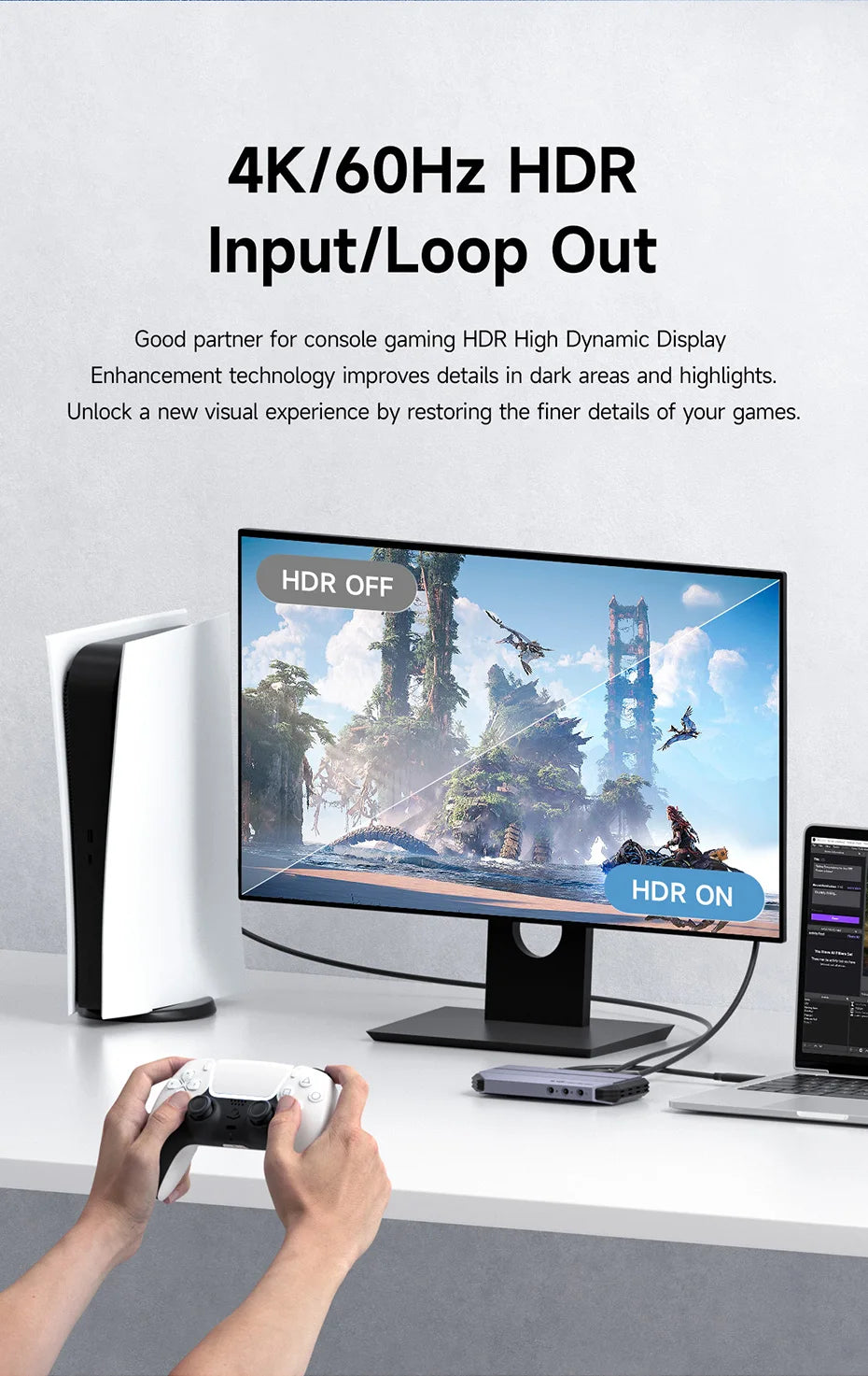 Hagibis 4K@60Hz Video Capture Card Streaming and Gaming 4K 60FPS HDR VRR RGB Passthrough PD 100W for PS5/4 Xbox Switch Camera PC