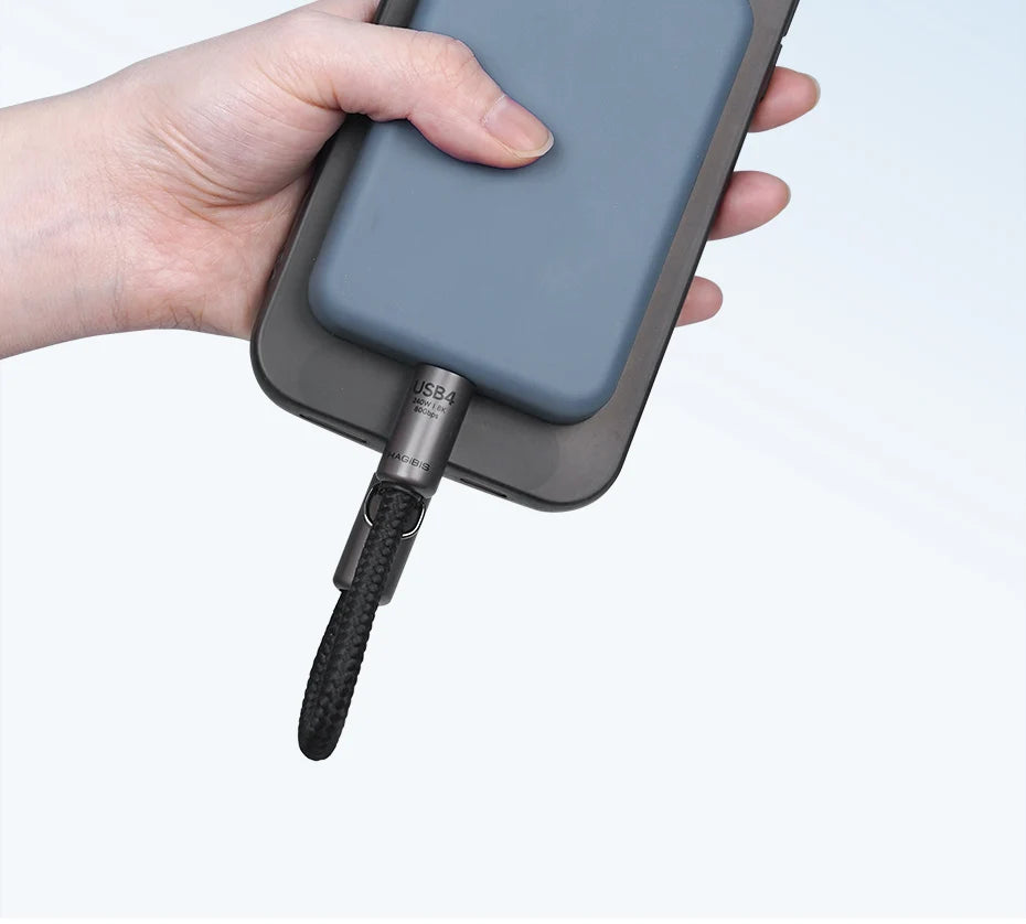 Hagibis USB4 Cable Portable Keychain Short C to C Cable Lanyard Type-C Cable 240W 80Gbps for Thunderbolt 4/5 iPhone 16 Pro SSD - Intechlegent