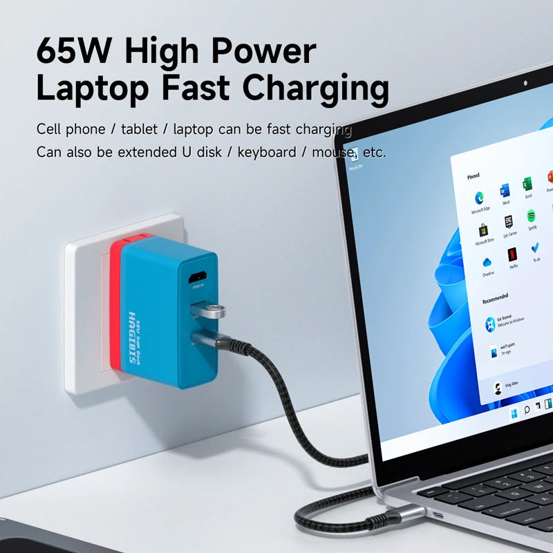 Hagibis Switch Portable Dock 65W GaN Fast charger 4K Gigabit Ethernet TV Docking station power supply for Nintendo Switch/OLED - Intechlegent