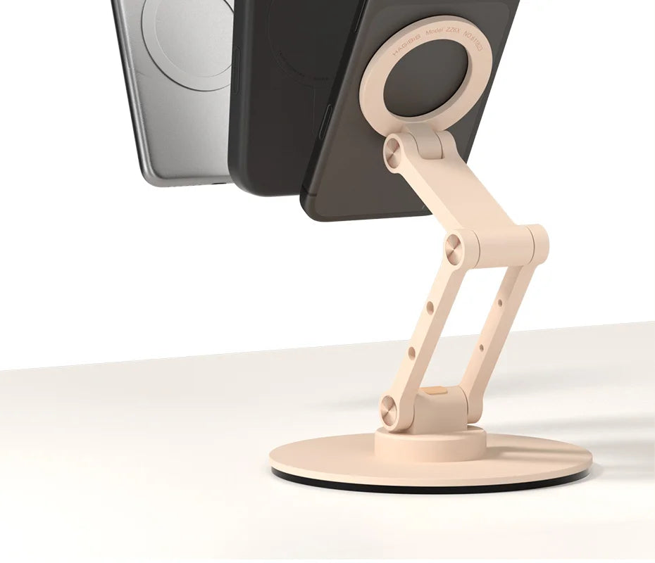 Hagibis Magnetic Phone Stand for MagSafe 360° Rotation Foldable Desk Phone Holder Height Adjustable for iPhone 17 Pro Max 16 15