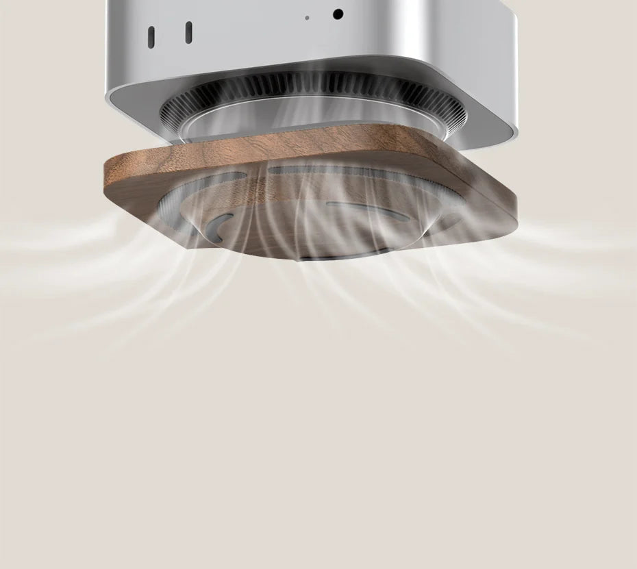 Hagibis Desktop Stand for Mac mini M4/M4 Pro 2024 Dustproof Walnut Wood Base Heat Dissipation Holder Solid Wood Bracket Cooling